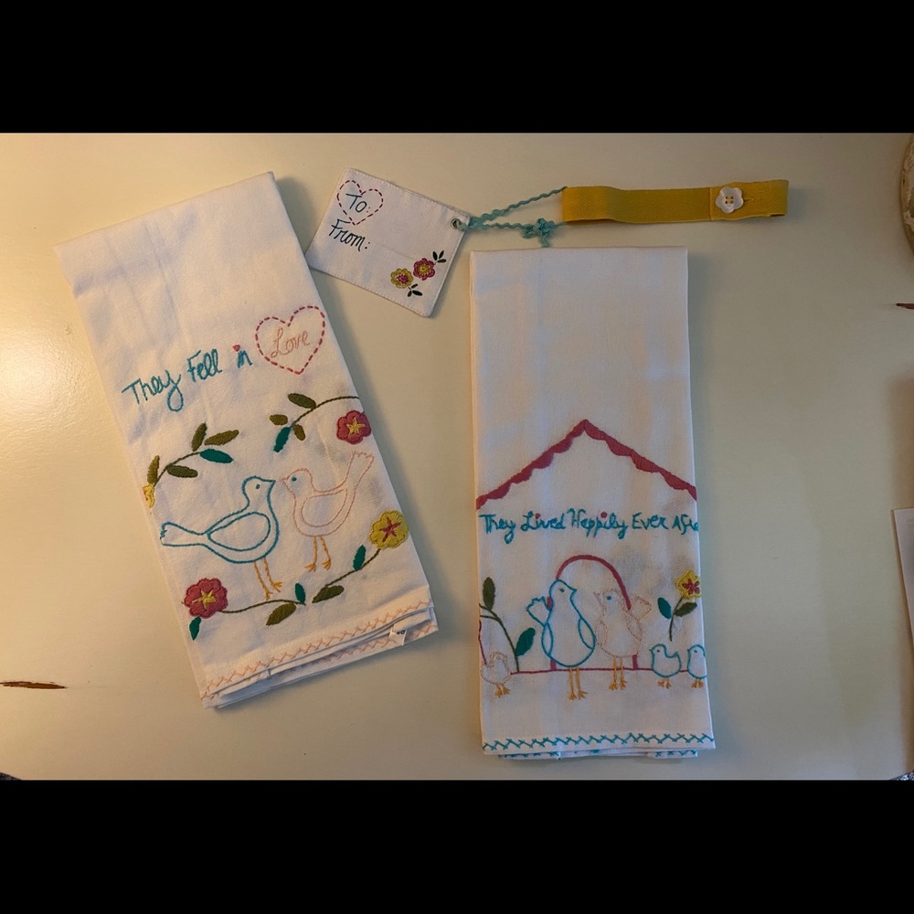 Anthropologie “Love Story” Dishtowel Set. Set of 2